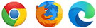 Browser icons, Chrome, Internet Explorer and Firefox.